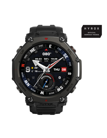 Amazfit T-Rex 3 Pro 3,81 cm (1.5") AMOLED 48 mm Digital 480 x 480 pixels Ecrã táctil Preto Wi-Fi GPS