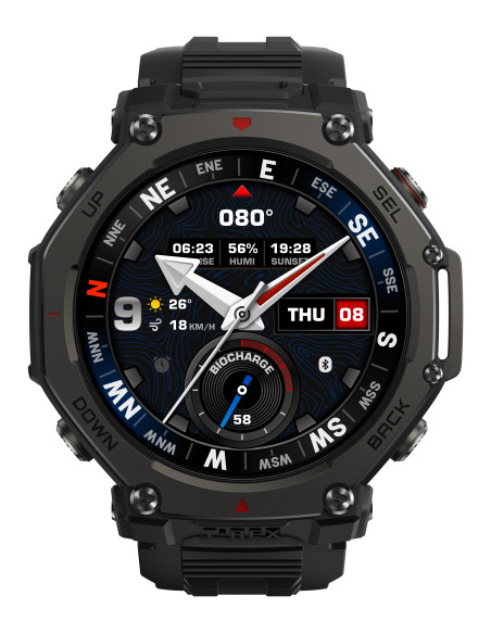 Amazfit T-Rex 3 Pro 3,81 cm (1.5") AMOLED 48 mm Digital 480 x 480 pixels Ecrã táctil Preto Wi-Fi GPS